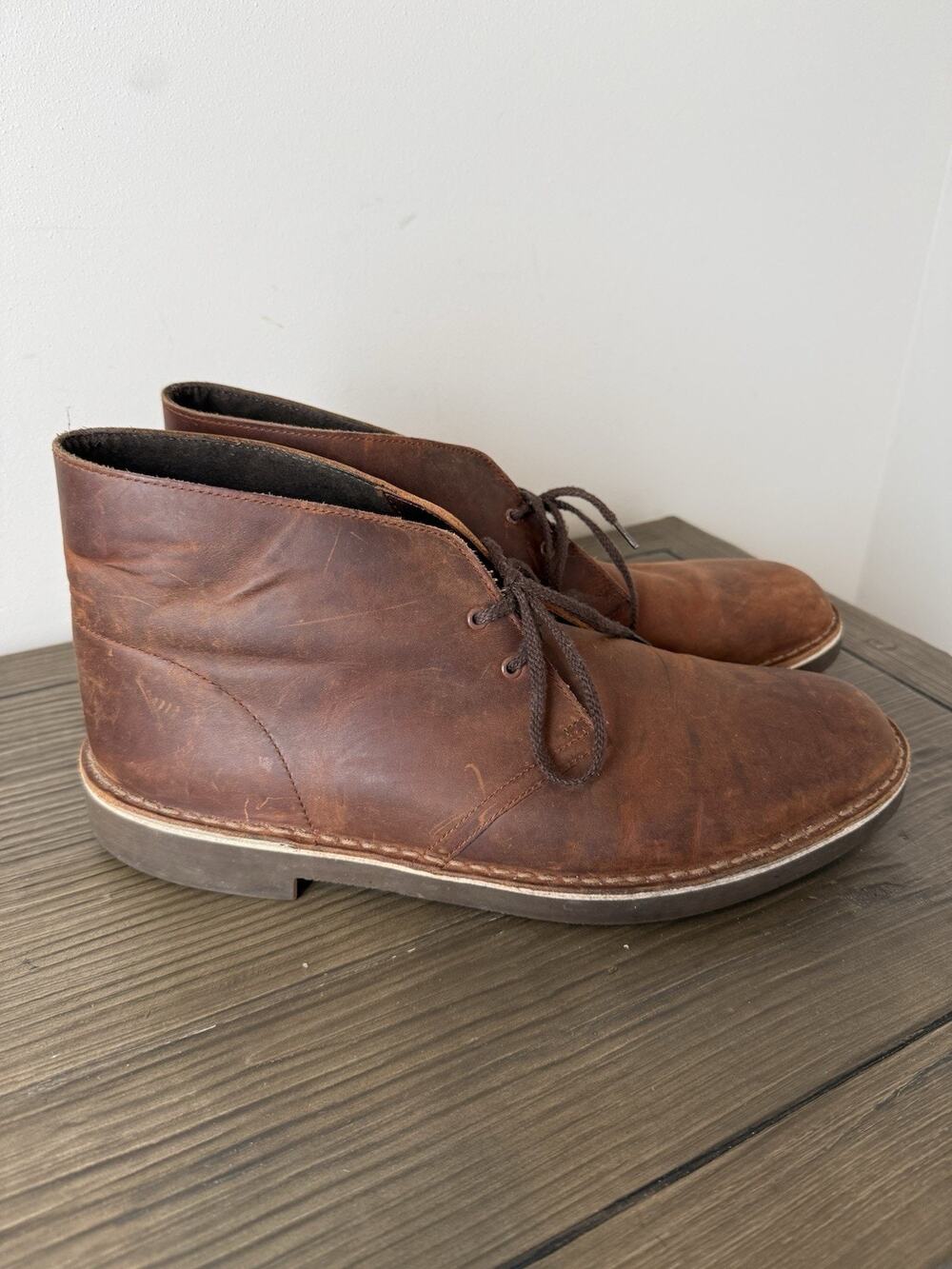 Clarks Mens Bushacre 2 Brown Leather Chukka Desert Boots Sz 13 M